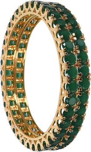 Ratnavali Jewels CZ Zirconia Gold Tone Green Red Blue Diamond Bollywood Indian Bangles Bracelet Jewelry Women in Saudi Arabia