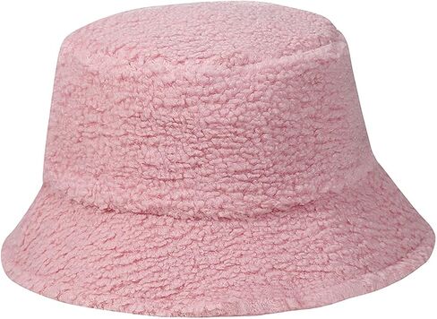MaxNova Women Fuzzy Sherpa Teddy Style Vintage Faux Fur Wool Bucket Hat in Saudi Arabia