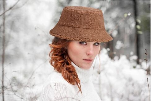 MaxNova Women Fuzzy Sherpa Teddy Style Vintage Faux Fur Wool Bucket Hat in Saudi Arabia
