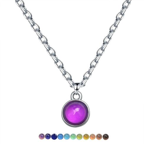 Color Change Love Heart Pendant Necklace Temperature Sense Color Changing Rings Glass Beaded Link Chain Trendy Necklace for Women Girl in Saudi Arabia