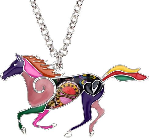 BONSNY Enamel Running Horse Necklace Pendant Chain Zinc Alloy Animals Lovers Gifts for Girls in Saudi Arabia