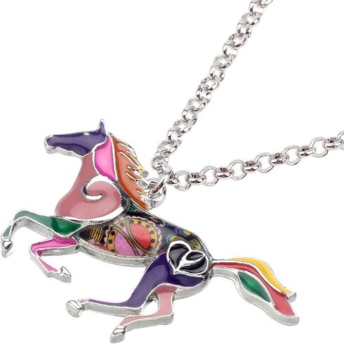 BONSNY Enamel Running Horse Necklace Pendant Chain Zinc Alloy Animals Lovers Gifts for Girls in Saudi Arabia