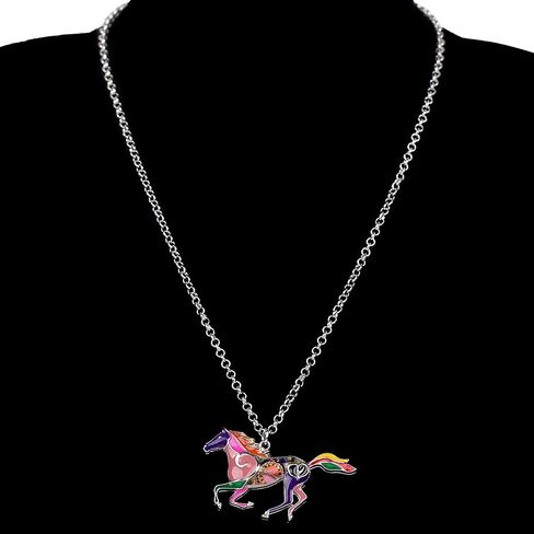 BONSNY Enamel Running Horse Necklace Pendant Chain Zinc Alloy Animals Lovers Gifts for Girls in Saudi Arabia