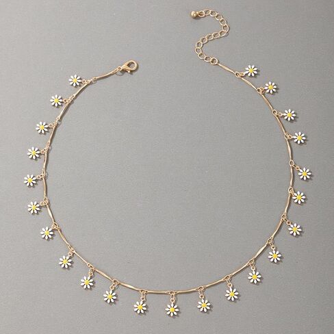 Long tiantian Daisy Necklace for Women Pretty Summer Necklaces Daisy Choker Necklace for Teen Girls Spring Daisy Necklace Valentines Day Gifts for Girlfriend in Saudi Arabia