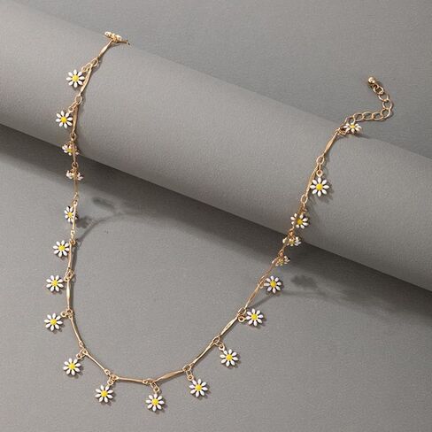 Long tiantian Daisy Necklace for Women Pretty Summer Necklaces Daisy Choker Necklace for Teen Girls Spring Daisy Necklace Valentines Day Gifts for Girlfriend in Saudi Arabia