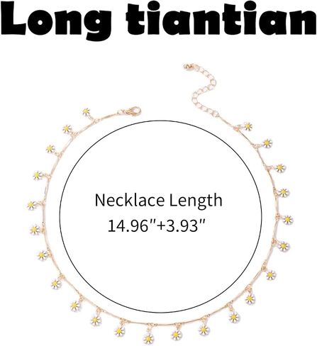 Long tiantian Daisy Necklace for Women Pretty Summer Necklaces Daisy Choker Necklace for Teen Girls Spring Daisy Necklace Valentines Day Gifts for Girlfriend in Saudi Arabia