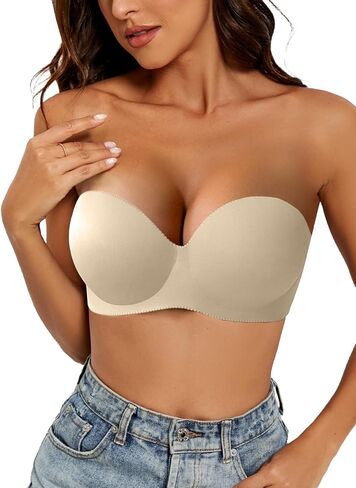 OWATRKDEY Women Strapless Bras Push Up Backless Invisible Skims Bra with Clear Straps and Low Back Underwire in Saudi Arabia