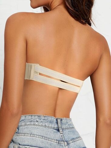 OWATRKDEY Women Strapless Bras Push Up Backless Invisible Skims Bra with Clear Straps and Low Back Underwire in Saudi Arabia