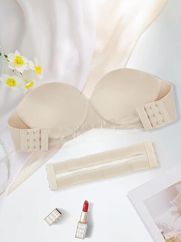 OWATRKDEY Women Strapless Bras Push Up Backless Invisible Skims Bra with Clear Straps and Low Back Underwire in Saudi Arabia
