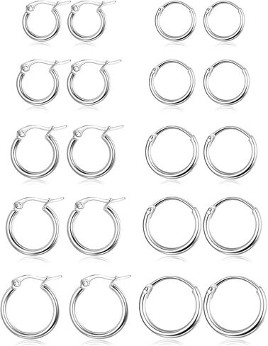 ORAZIO 3-10 Pairs Hoop Earrings for Women 316L Stainless Steel Silver Gold Small Hoop Earrings Hypoallergenic Huggie Earrings Lightweight Endless Cartilage Earring Thick Hoop Earring Sets 6-18MM in Saudi Arabia