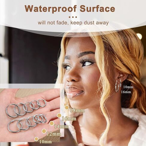 ORAZIO 3-10 Pairs Hoop Earrings for Women 316L Stainless Steel Silver Gold Small Hoop Earrings Hypoallergenic Huggie Earrings Lightweight Endless Cartilage Earring Thick Hoop Earring Sets 6-18MM in Saudi Arabia