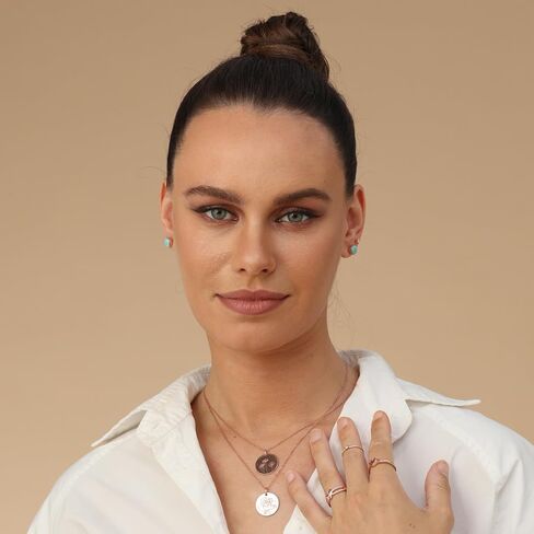 AFFY Bezel Set Turquoise Round Dome Button Stud Earrings In 14k Gold Over Sterling Silver For Women Valentine's Day Gift For Her in Saudi Arabia