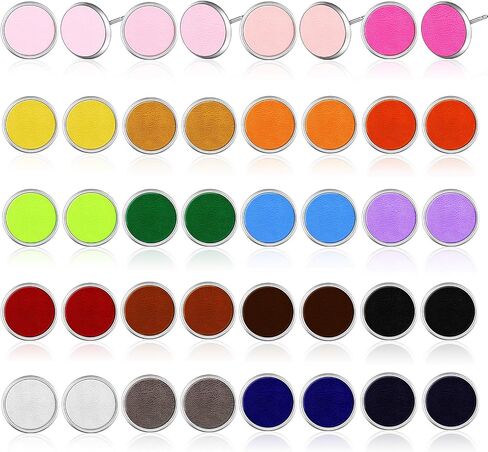 20 Pairs Colorful Druzy Stud Earrings Faux Leather Stud Earrings Set Stainless Steel Multi-Color Round Earrings Bohemian Pierced Earrings Jewelry for Women in Saudi Arabia