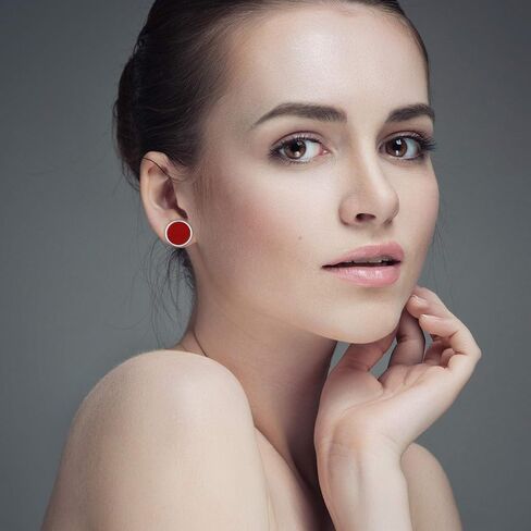 20 Pairs Colorful Druzy Stud Earrings Faux Leather Stud Earrings Set Stainless Steel Multi-Color Round Earrings Bohemian Pierced Earrings Jewelry for Women in Saudi Arabia