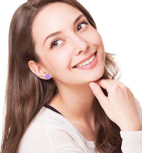 20 Pairs Colorful Druzy Stud Earrings Faux Leather Stud Earrings Set Stainless Steel Multi-Color Round Earrings Bohemian Pierced Earrings Jewelry for Women in Saudi Arabia