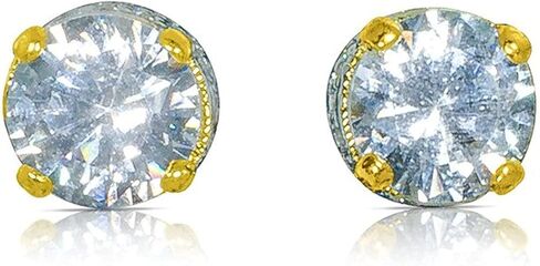 اقراط ثقب الاذن الذهبية 5 ملم مرصعة بحجر الزركونيا المكعب الشفاف "ستودكس سيستم 75" لا تسبب الحساسية in Kuwait