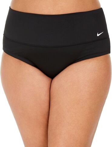 Nike Womens Plus Size Solid Essential High-Waist Banded Bikini Bottoms,Black,2X in Saudi Arabia