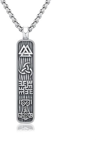 قلادة الفايكنج للرجال من الفضة الاسترليني Mjolnir/الغراب/البوصلة قلادة للرجال والنساء مجوهرات نورس هدية للأب والزوج والصديق in Kuwait