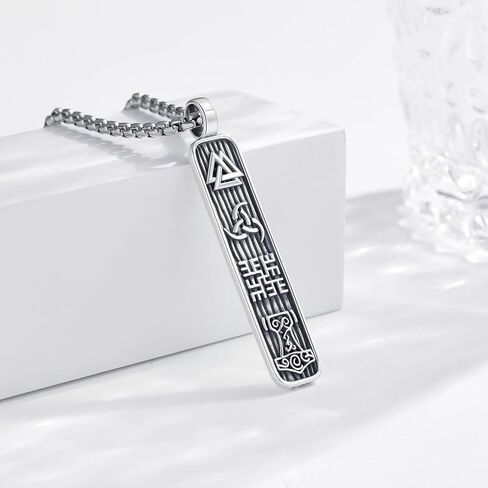 قلادة الفايكنج للرجال من الفضة الاسترليني Mjolnir/الغراب/البوصلة قلادة للرجال والنساء مجوهرات نورس هدية للأب والزوج والصديق in Kuwait
