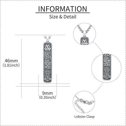 قلادة الفايكنج للرجال من الفضة الاسترليني Mjolnir/الغراب/البوصلة قلادة للرجال والنساء مجوهرات نورس هدية للأب والزوج والصديق in Kuwait