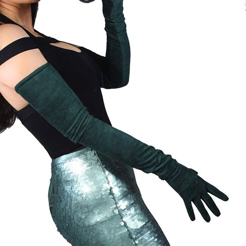 DooWay Women Super Long Gloves for Evening Costume Soft Faux Lambskin Suede Leather 27 inches in Saudi Arabia