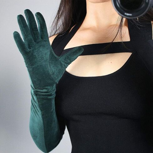 DooWay Women Super Long Gloves for Evening Costume Soft Faux Lambskin Suede Leather 27 inches in Saudi Arabia