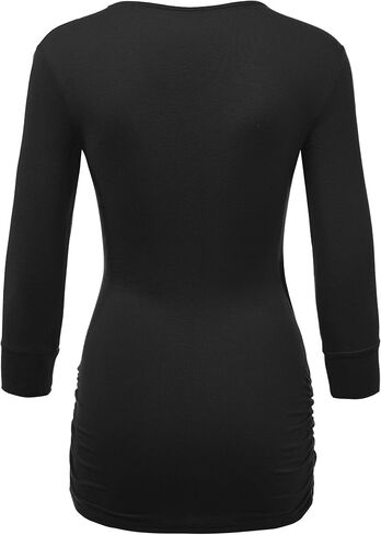 Lock and Love Women's 3/4 Sleeve Cross Front Wrapped V Neck Top S-3XL in Saudi Arabia