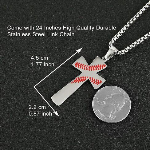 Aiyo Nice Boys Mens Baseball Cross Pendant Necklace 18K Gold Plated Bible Verse Stainless Steel Necklace Jewelry in Saudi Arabia