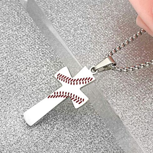 Aiyo Nice Boys Mens Baseball Cross Pendant Necklace 18K Gold Plated Bible Verse Stainless Steel Necklace Jewelry in Saudi Arabia