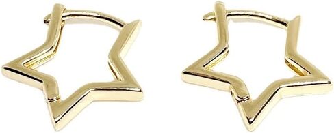 Hypoallergenic Small Star Huggie Earrings for Women 18K Gold/Platinum Plated Cute Girls' Studs Star Small Hoop Earrings for Women Teen Girls Cute Hypoallergenic Placated White Gold Daily Dainty Huggie Earring in Saudi Arabia