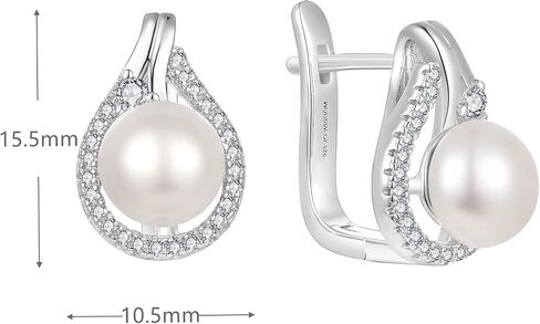JO WISDOM 925 Sterling Silver Hoop Earrings with Simulated Danlge Pearl(white/Black) in Saudi Arabia