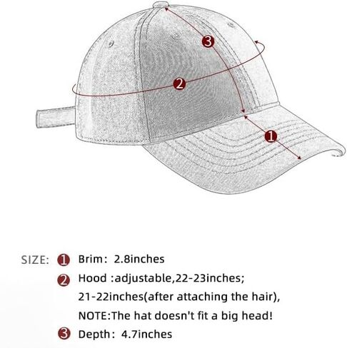 قبعة بيسبول للنساء من نوفنو، يمكن ربطها بشعر لتصبح قبعة مع شعر مستعار/قبعة، قبعة الأب المغسولة العتيقة in Kuwait
