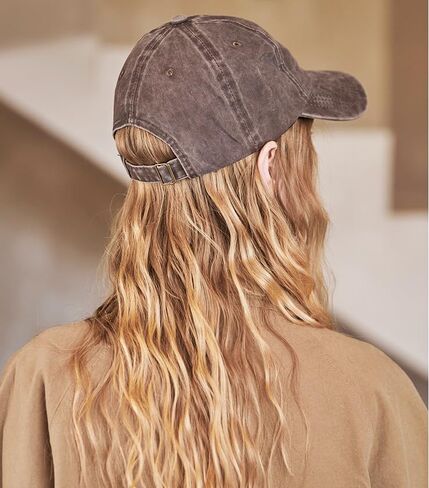 قبعة بيسبول للنساء من نوفنو، يمكن ربطها بشعر لتصبح قبعة مع شعر مستعار/قبعة، قبعة الأب المغسولة العتيقة in Kuwait