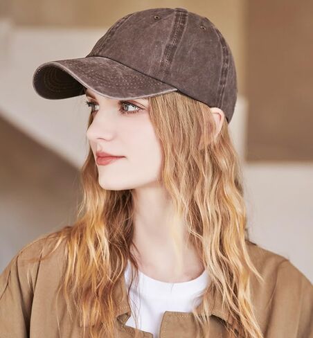 قبعة بيسبول للنساء من نوفنو، يمكن ربطها بشعر لتصبح قبعة مع شعر مستعار/قبعة، قبعة الأب المغسولة العتيقة in Kuwait