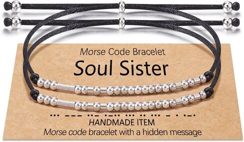 Shonyin Morse Code Bracelets for Women Men, String Bracelets, Inspirational Bracelets for Best Friend Unbiological Sister Daughter Niece Adjustable Bracelets in Saudi Arabia