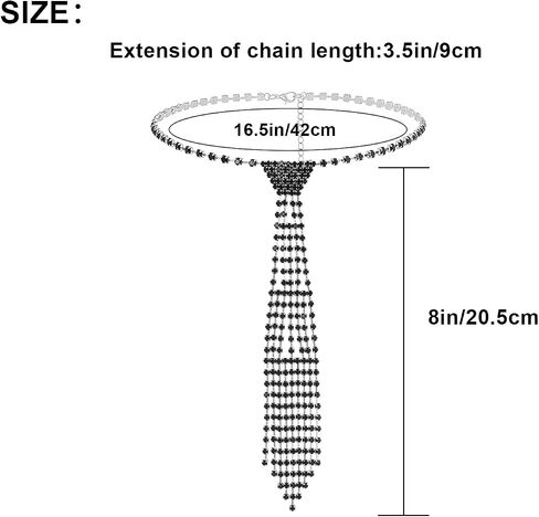 ELABEST Sparkly Rhinestone Necklace Tie Gothic Diamond Choker Crystal Tennis Chain Wedding Bridal Bridesmaid Jewelry for Women and Girls in Saudi Arabia