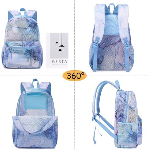 Mesh Backpack for Kids Boys,Luminous Flame Game Controller Semi-Transparent Mesh School Bookbag with Storage Pouch Lightweight Casual Daypack for Teens Gamer School Travel Beach Blue Game in Kuwait