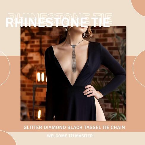 ELABEST Sparkly Rhinestone Necklace Tie Gothic Diamond Choker Crystal Tennis Chain Wedding Bridal Bridesmaid Jewelry for Women and Girls in Saudi Arabia