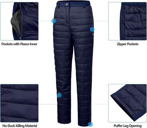 سروال منتفخ خفيف الوزن للسيدات من Little Donkey Andy، سروال منتفخ مبطن وعازل للتزلج لثلج الشتاء in Kuwait