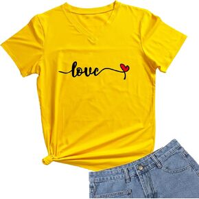 DANVOUY Women's T-Shirts Funny Graphic Short Sleeve Cute Top Tees V-Neck Shirt in Kuwait