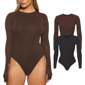 بدلة نسائية من BAOZMINAN بأكمام طويلة، بدلة قطعة واحدة برقبة دائرية سوداء، قطع علوية أساسية قابلة للتمدد قطعتين in Kuwait