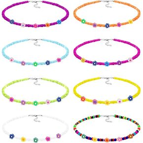 onesing 12 جهاز كمبيوتر شخصى قلادة مطرز النساء القلائد البوهيمية للفتيات في سن المراهقة قلادة قلادة للنساء مطرز قلادة قلادة لطيف الأشياء للفتيات في سن المراهقة القلائد الشاطئ البذور حبة قلادة مجوهرات لطيف in Kuwait