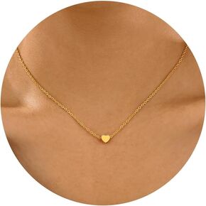 Nymerianoble Valentines Day Gifts for Her Dainty Heart Necklace for Women Simple Gold/Silver Open Bubble Heart Choker Necklaces Tiny Round Coin Pendant Necklace Birthday Mothers Day Gifts for Women