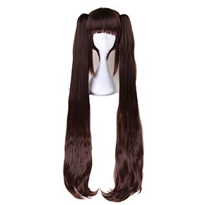 Anime 100cm Long Straight Brown Chocolat Cosplay Wig with Double Ponytails Women Girls' Party Wigs
