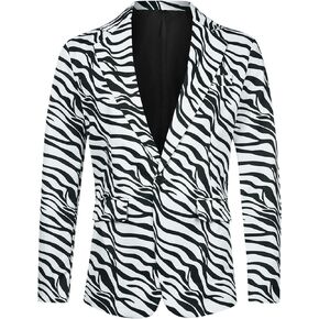 Lars Amadeus Animal Printed Blazer for Men's Vintage Slim Fit One Button Party Sports Coats