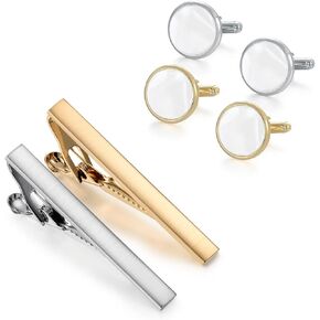 Wynameleri Tie Clip Cufflinks Set for Men, 6 Pcs Necktie Tie Bar Clips Shirts Tuxedo Wedding Gift with Box in Kuwait