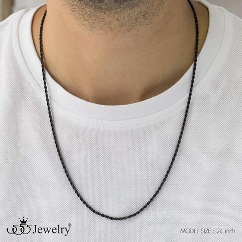 555Jewelry Stainless Steel Hypoallergenic Twisted Singapore Rope Chain Necklace in Saudi Arabia