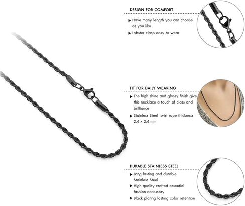555Jewelry Stainless Steel Hypoallergenic Twisted Singapore Rope Chain Necklace in Saudi Arabia
