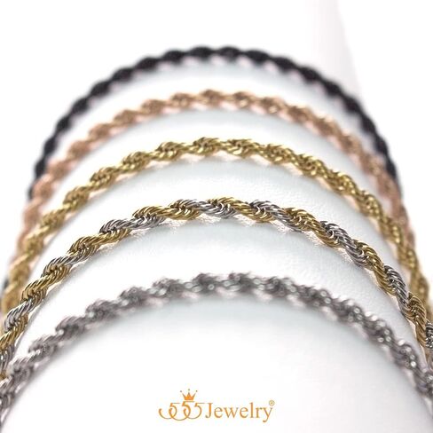 555Jewelry Stainless Steel Hypoallergenic Twisted Singapore Rope Chain Necklace in Saudi Arabia