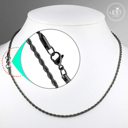 555Jewelry Stainless Steel Hypoallergenic Twisted Singapore Rope Chain Necklace in Saudi Arabia